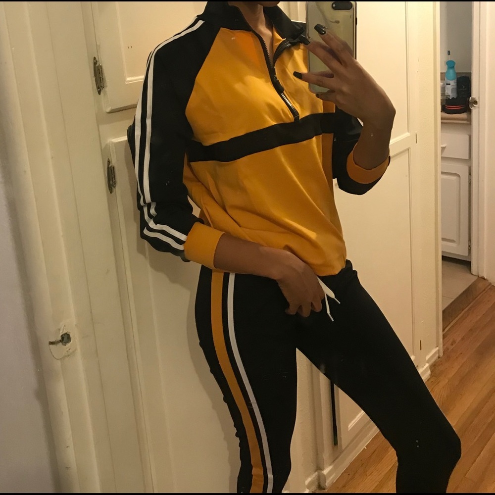 Black and yellow matching two piece